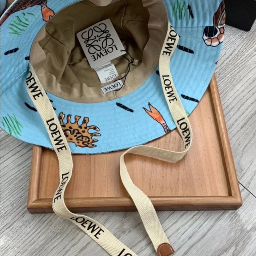LOEWE Blue Bucket Hat with Mermaid Print - Picture 8 of 9